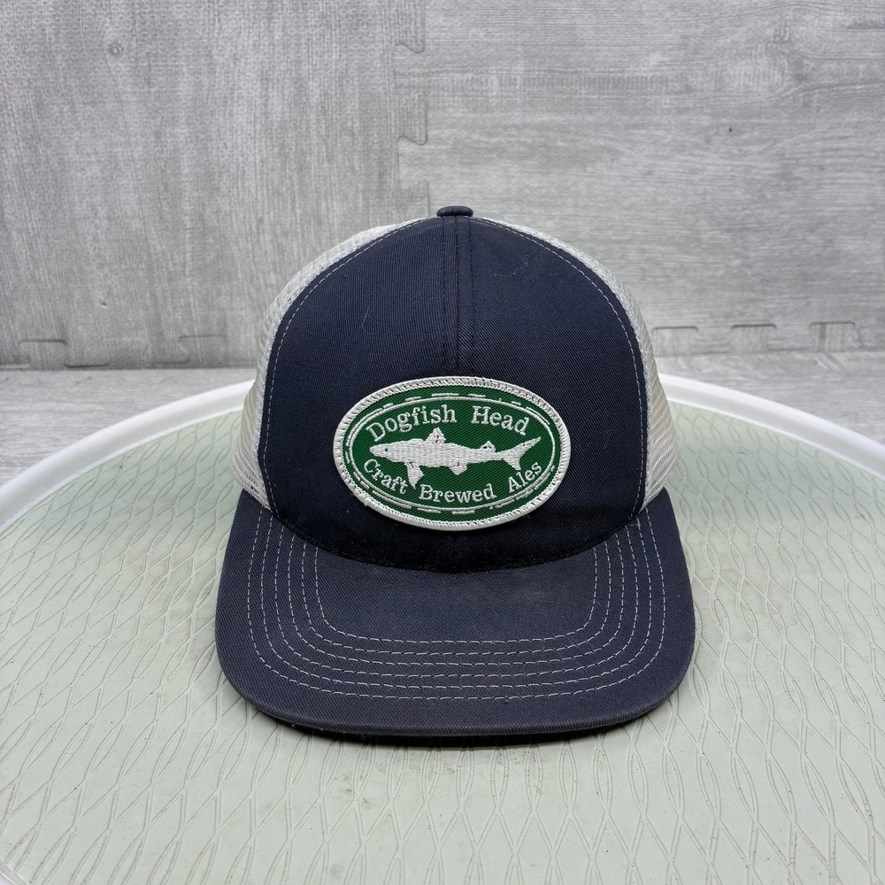 Dogfish Head Craft Brewed Ales Trucker Hat Mens Navy Blue White Snapback Beer
